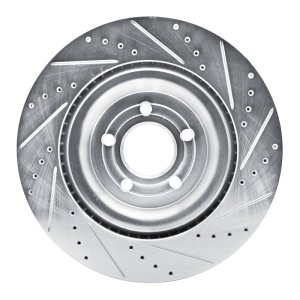 Ford Police Interceptor Utility Brake Rotor (1) - Rear Left - R1 Concepts - Drilled & Slotted - Silver - `20-`25